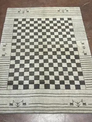New Ivory Persian Gabbeh 5' X 7'
