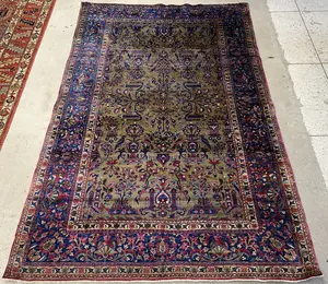 Antique Green Persian Silk Kashan 4' X 6'