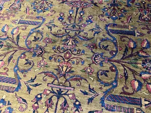 Antique Green Persian Silk Kashan 4' X 6'
