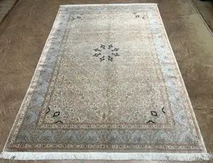 Vintage Grey Persian Silk Ghom 6' X 9'