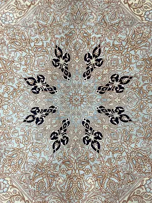 Vintage Grey Persian Silk Ghom 6' X 9'