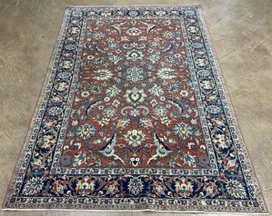Vintage Red Persian Isfahan 4' X 6'