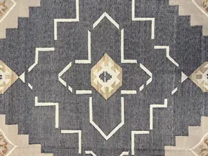 New Grey India Modern Dhurrie Heriz 9' X 12'