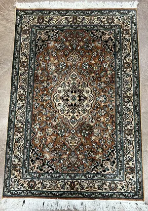 Vintage Rust Persian Silk Kashmir 2' X 3'