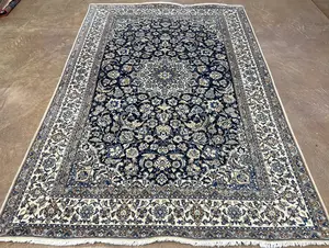 Vintage Navy Persian Nain 6' X 9'