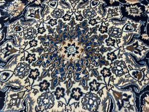 Vintage Navy Persian Nain 6' X 9'