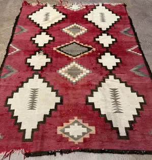 Vintage Red USA Navajo Remnant 4' X 6'