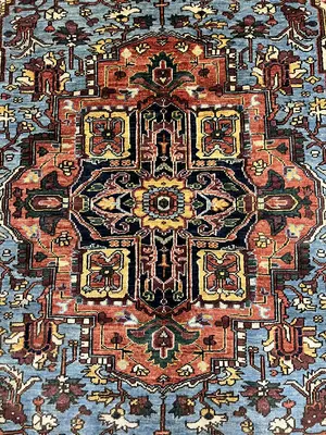 New Blue Afghanistan Heriz 5'-6"x8'