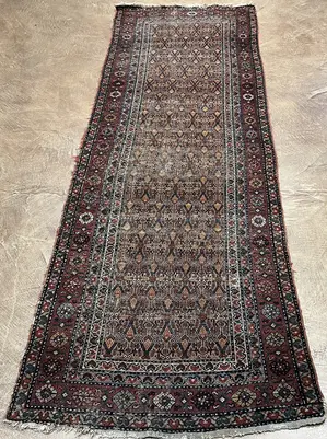 Antique Brown Persian Hamadan Runner