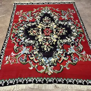 Vintage Red Persian Besarabian Kelim 5' X 7'
