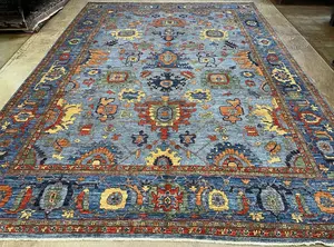 New Blue Afghanistan Modern Mahal 10' X 14'