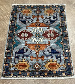New  Grey Afghanistan Modern Tribal 2' X 3'