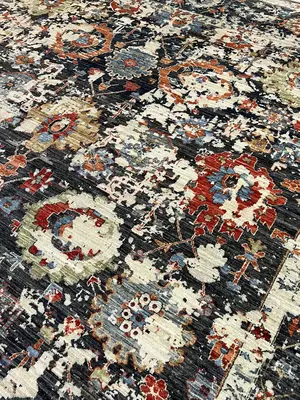 New Black Afghanistan Faryab Modern Mahal 9' X 12'