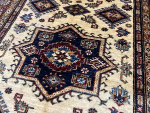 New Ivory Afghanistan Kazak 4' X 6'