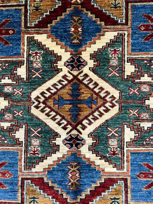 New Blue Afghanistan Kazak 5' X 7'