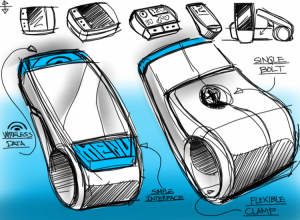 Conceptual design drawing of a new folding cell phone style product