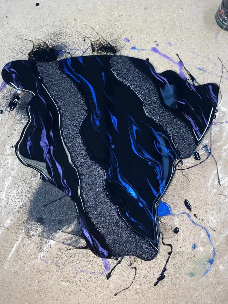 Hawaiian islands cutout in deep blue resin