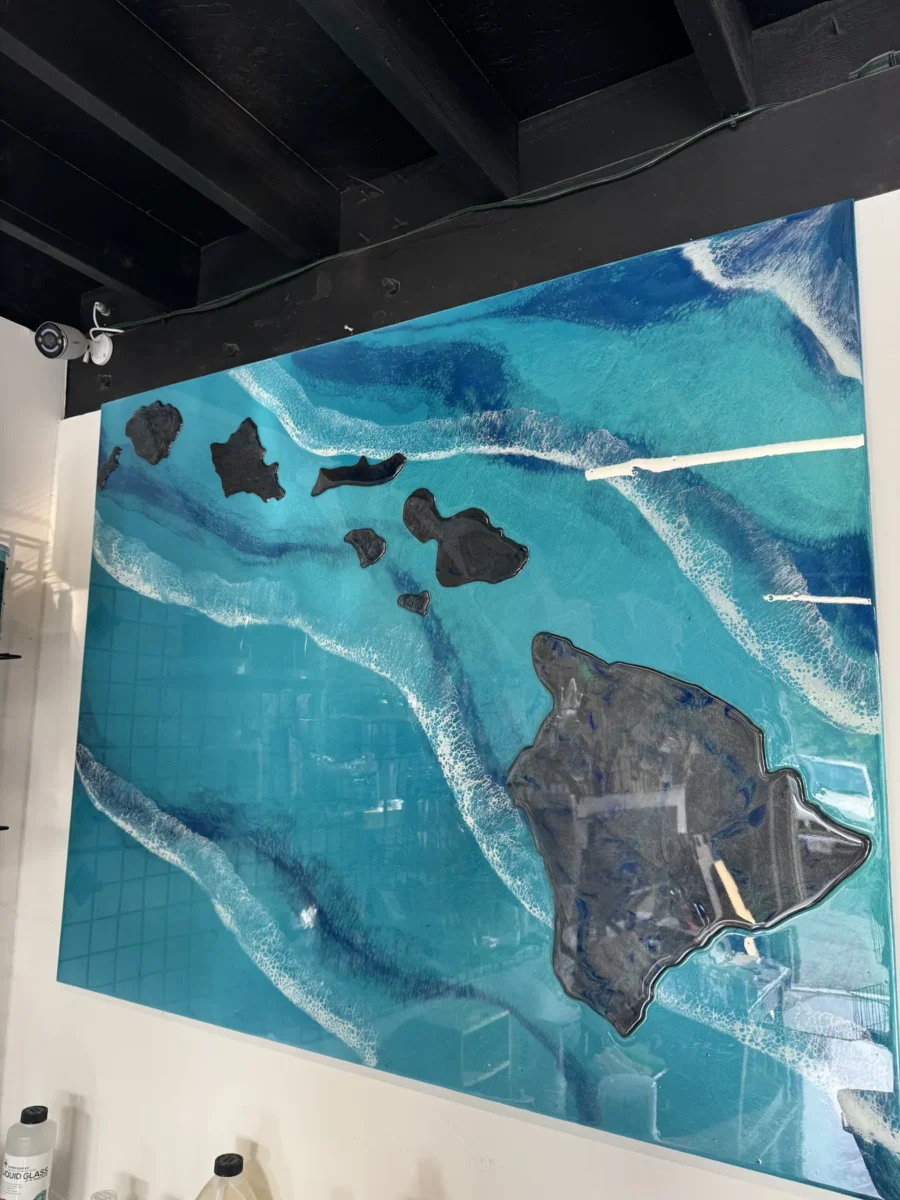 Turquoise ocean resin piece