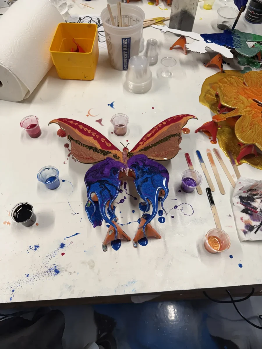 Butterfly cutout during a class