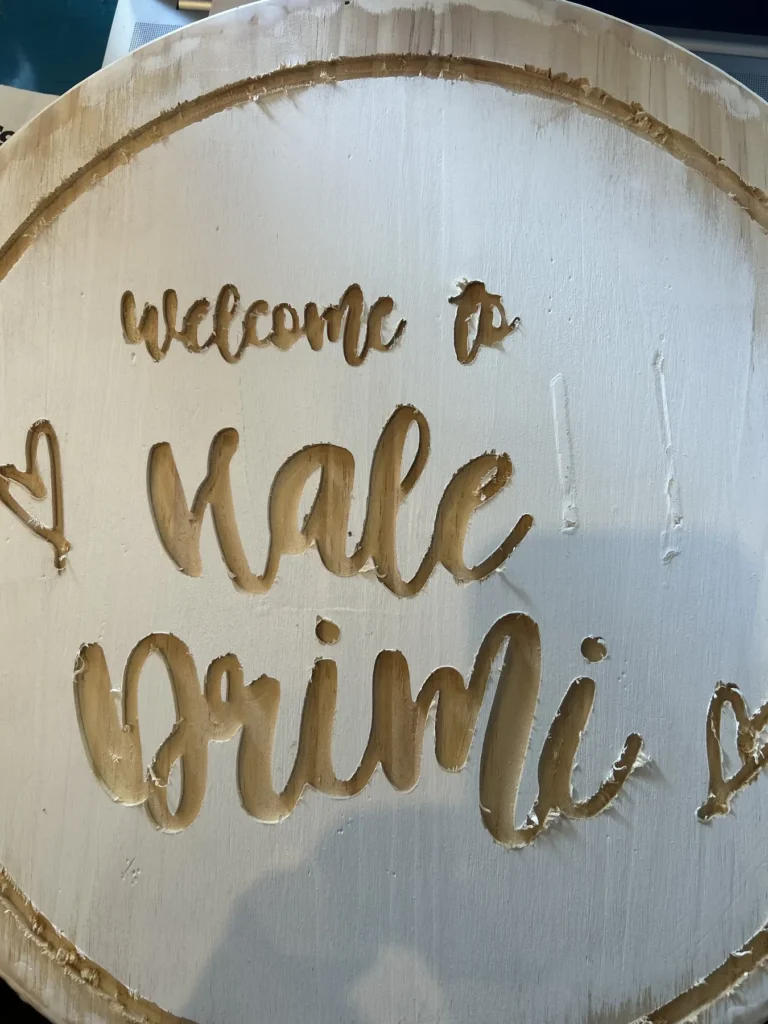 CNC-carved round welcome sign
