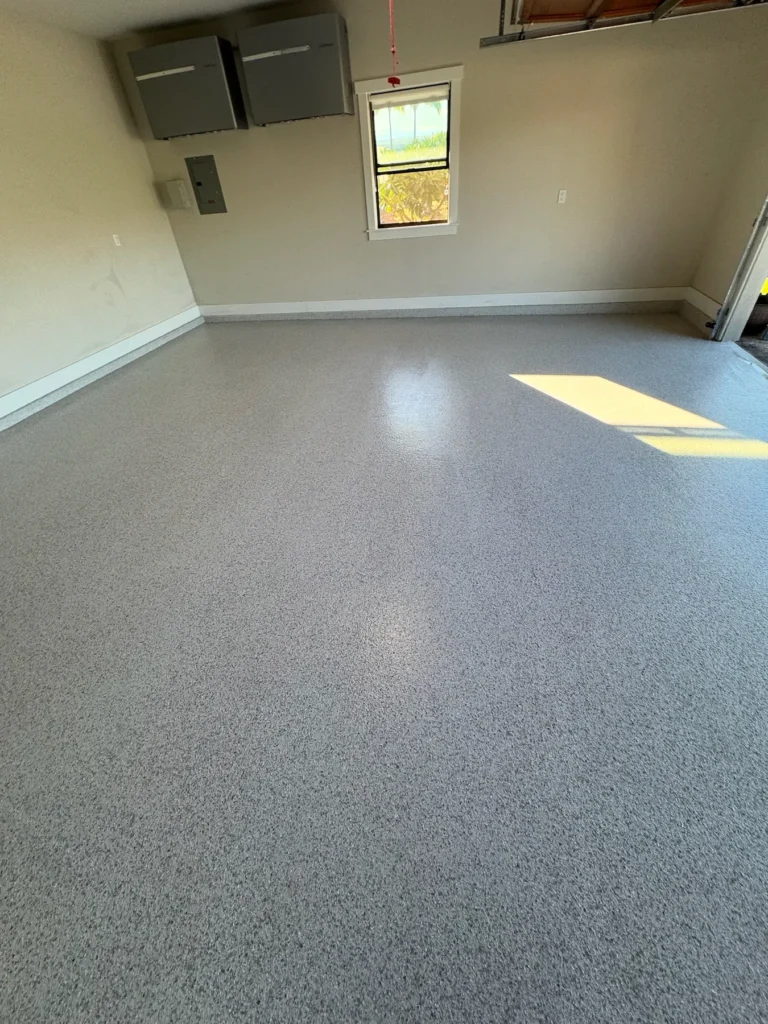 Light gray decorative flake garage floor