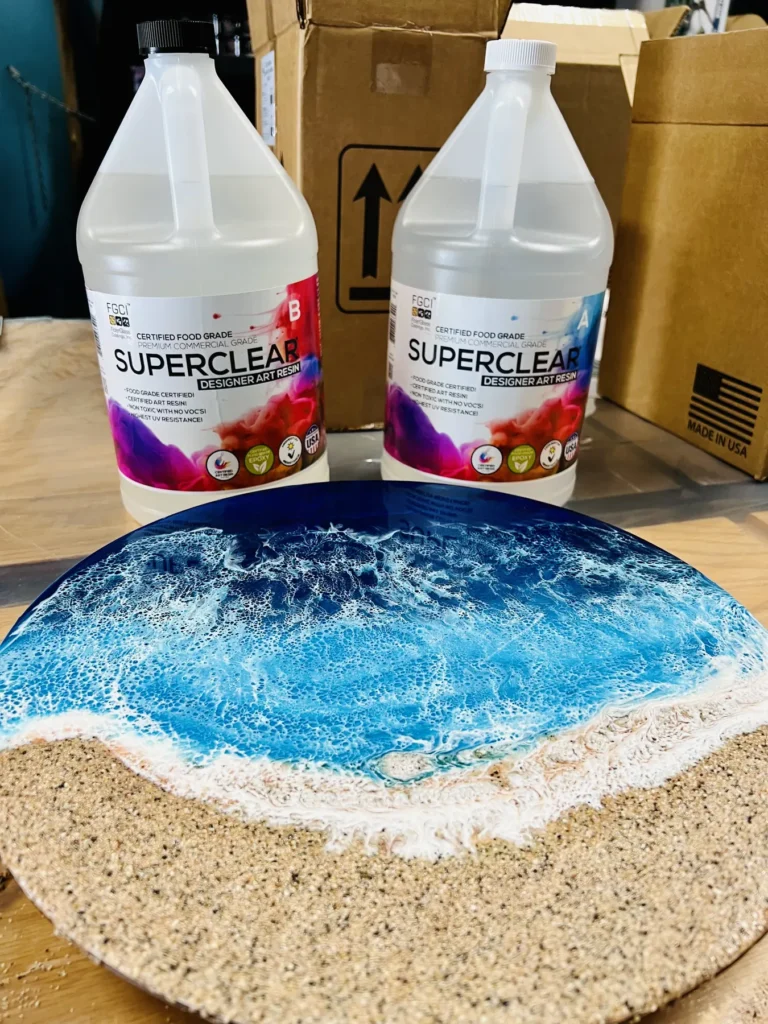 Superclear resin with an ocean pour