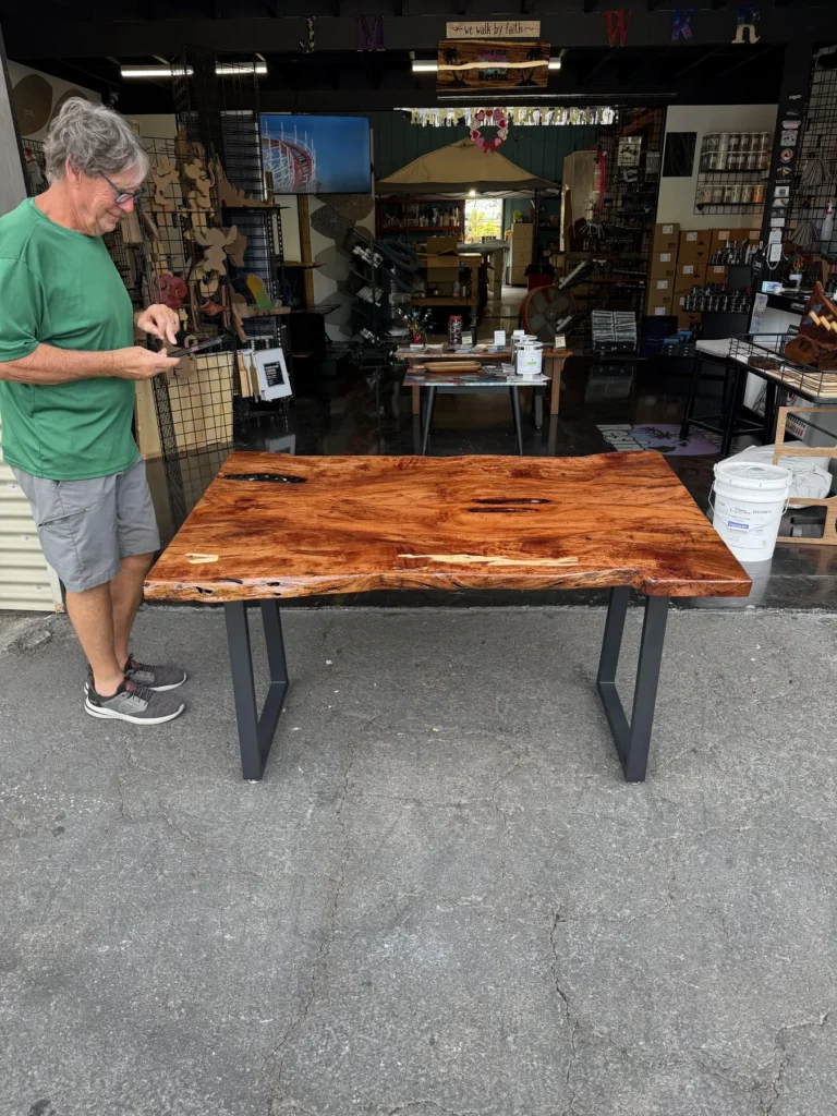 Finished live-edge resin dining table